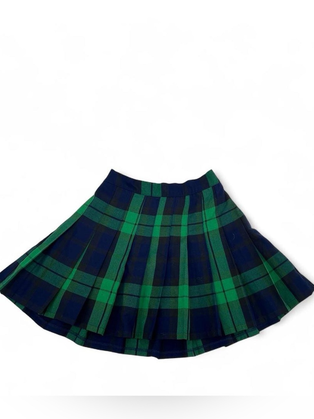 Aerie Pleated Green and Navy Plaid Mini Skirt school preppy tartan XS